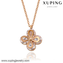 Necklace-00064 Fashion Elegant Rose Gold-Plated CZ Diamond Stainless Steel Jewelry Pendant Necklace